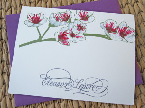 painted cherry blossom stationery