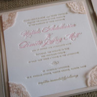 Custom Invitation: Lace Letterpress in Blush & Taupe