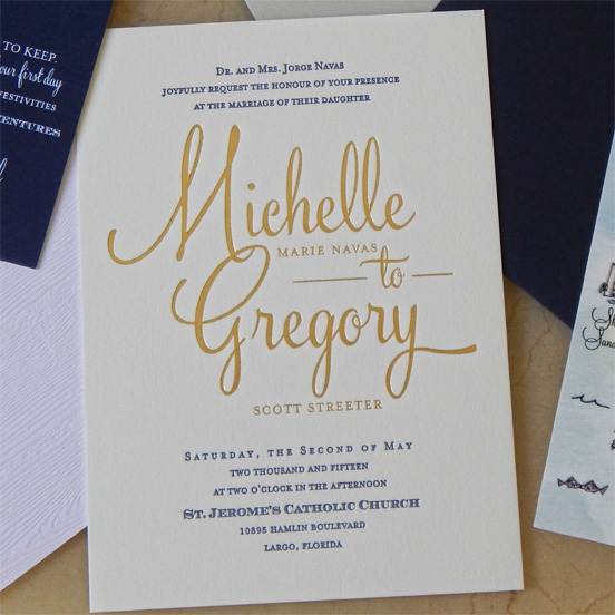 Nautical Letterpress Wedding Invitations