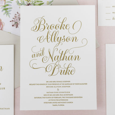 A&P Designs affordable letterpress wedding invitations