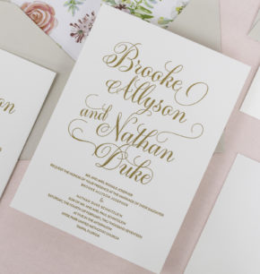 Affordable modern letterpress wedding invitations
