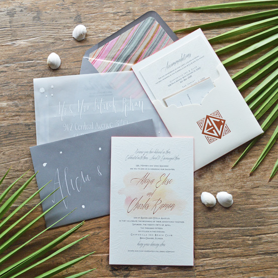 letterpress boho inspired invitations