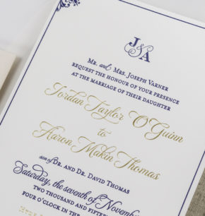 Vintage Inspired Elegant Letterpress Wedding Invitations