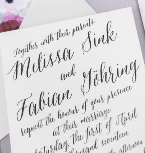 Modern Script Letterpress Wedding Invitations