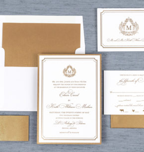 Royal Monogram Crest Foil Wedding Invitations