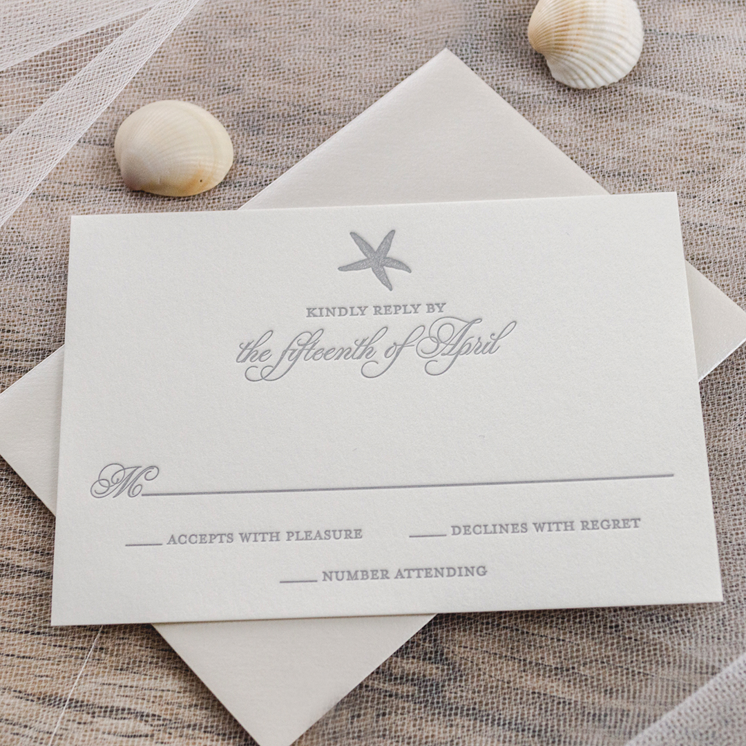 letterpress beach wedding invitations
