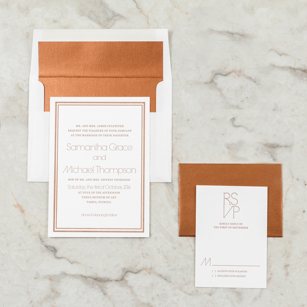Modern, Chic Letterpress Wedding Invitations