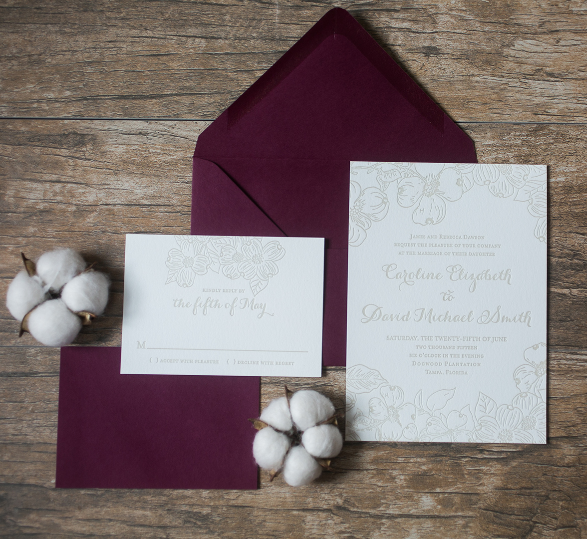 Custom Letterpress Wedding Invitations 