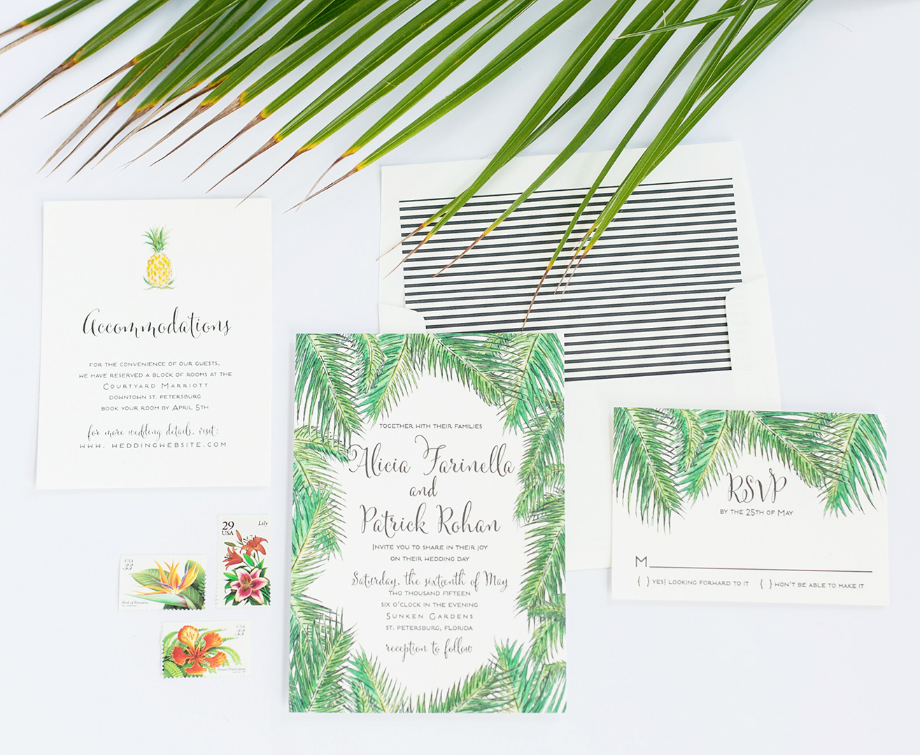 Watercolor Palms Wedding Invitations