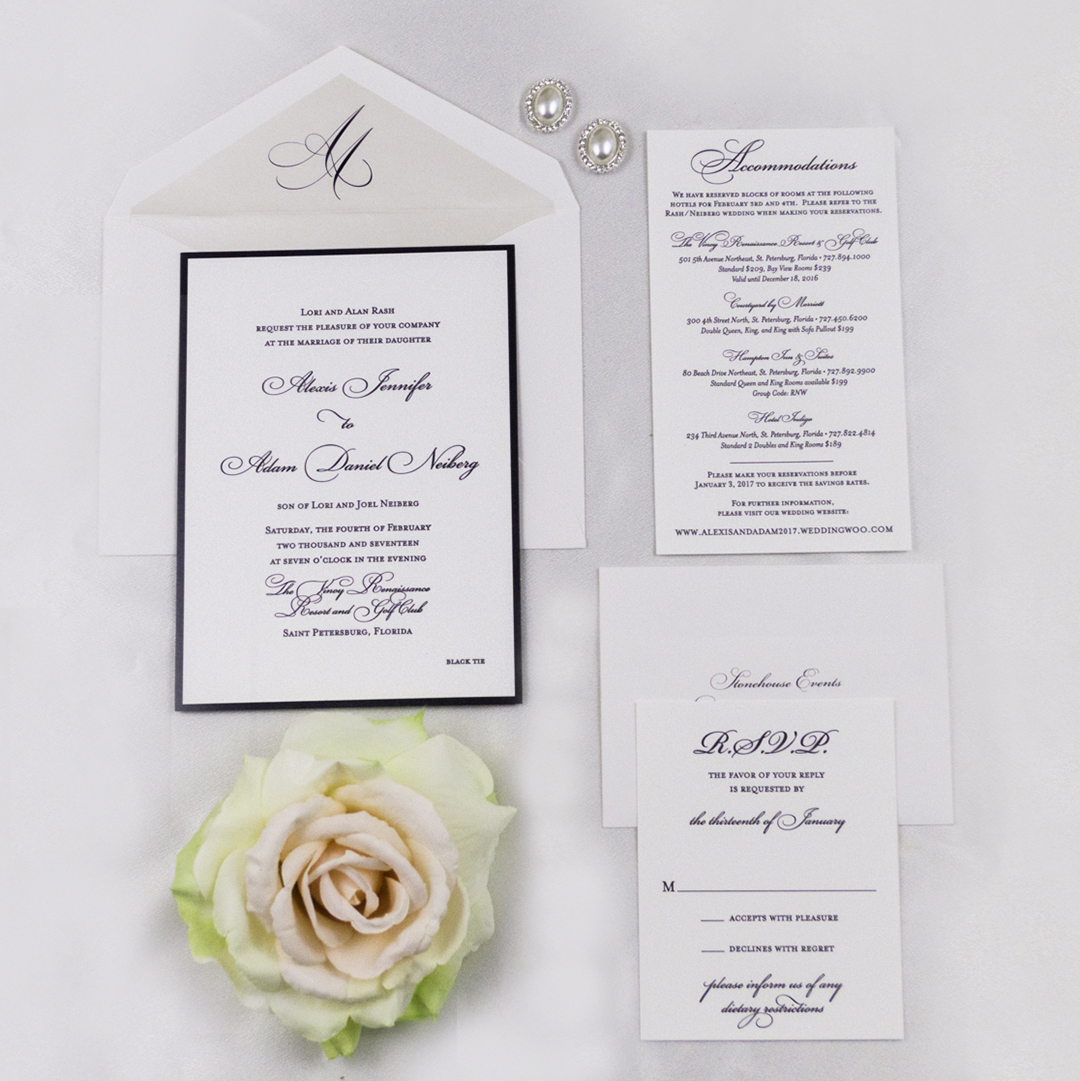 Black and White Elegant Wedding Invitations