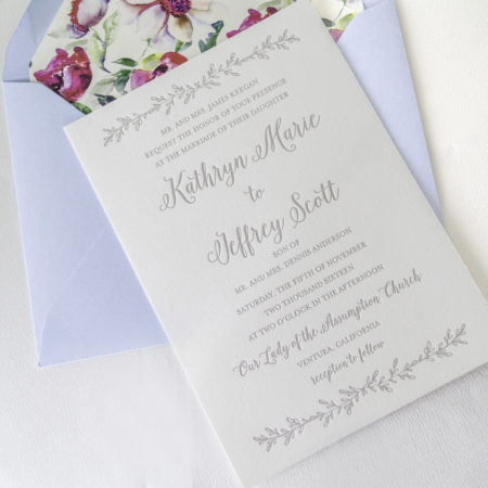 French Garden-Inspired Wedding Invitations - Letterpress