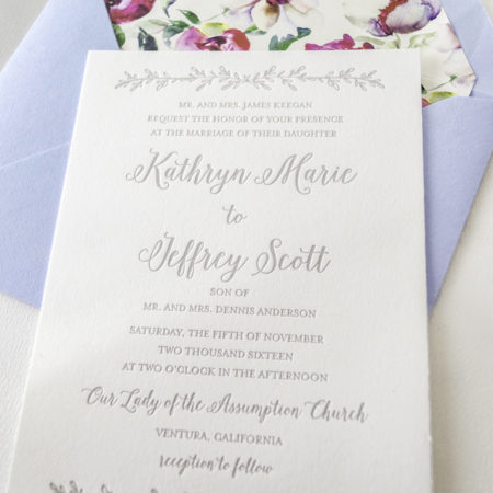 French Garden-Inspired Wedding Invitations - Letterpress