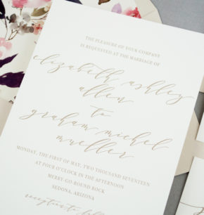 Modern Calligraphy Letterpress Wedding Invitations