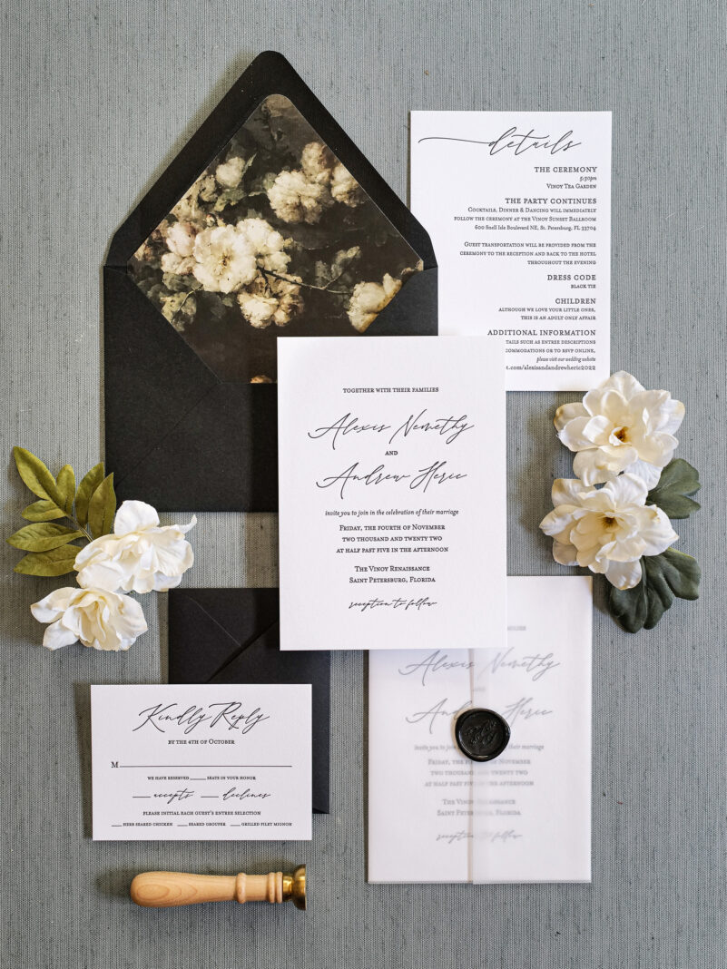 A&P Designs affordable letterpress wedding invitations