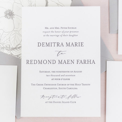 A&P Designs affordable letterpress wedding invitations