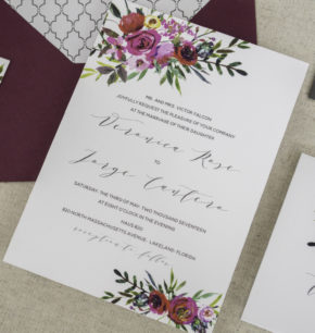 Floral Watercolor Modern Wedding Invitations