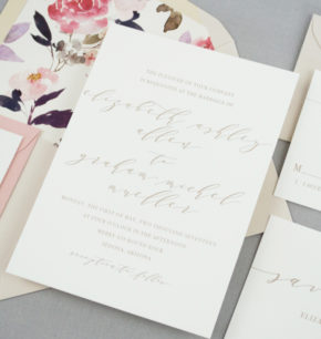 Romantic Modern Calligraphy Letterpress Wedding Invitations