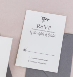 Elegant Monogram Laurel leaf Crest Wedding Invitations