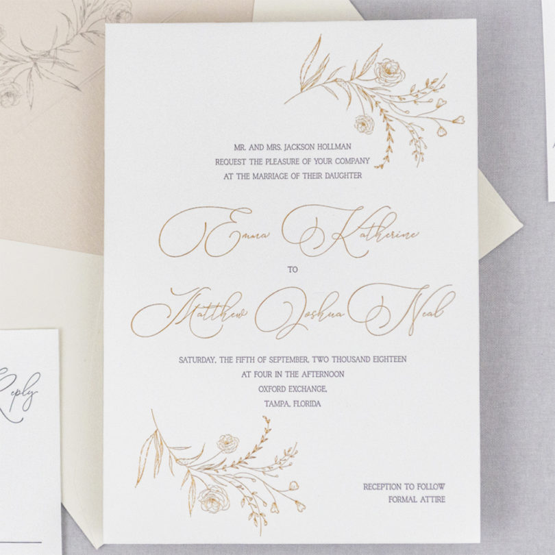 A&P Designs affordable letterpress wedding invitations