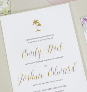 Letterpress & Foil Tropical Wedding Invitations
