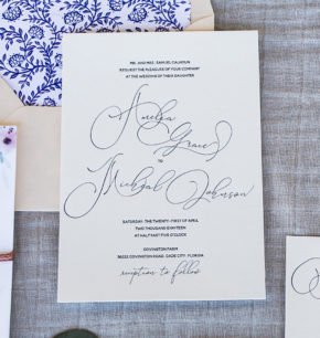 southern inspired letterpress wedding stationery