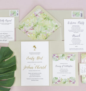 Letterpress & Foil Tropical Wedding Invitations