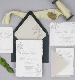 Greenery Letterpress Wedding Invitation