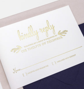 Winter inspired letterpress wedding invitations